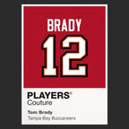 Tom Brady 12 Tampa Jersey Frame Men's T-Shirt – black close-up detail shot of the Tom Brady 12 Tampa Players Couture logo