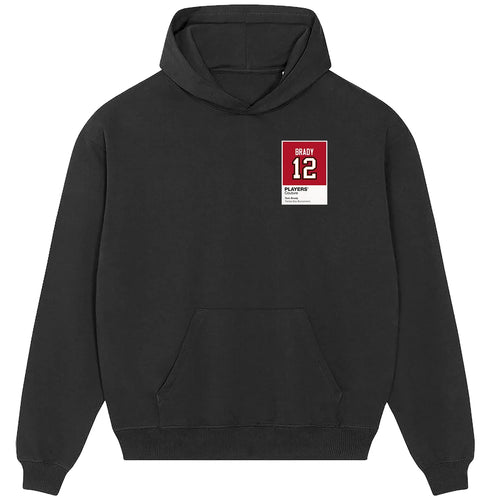 Tom Brady 12 Tampa Bay hoodie – black men's hoodie featuring the Tom Brady 12 Tampa Bay Players Couture logo