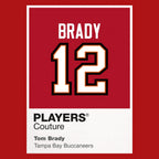 Tom Brady 12 Tampa Jersey Frame Men's T-Shirt – red close-up detail shot of the Tom Brady 12 Tampa Players Couture logo