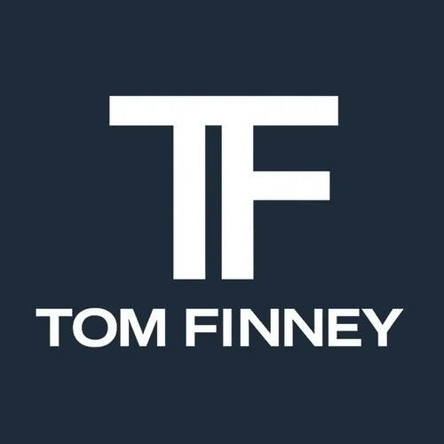Tom Finney Logo Men's T-Shirt – navy close-up detail shot of the Tom Finney Players Couture logo design