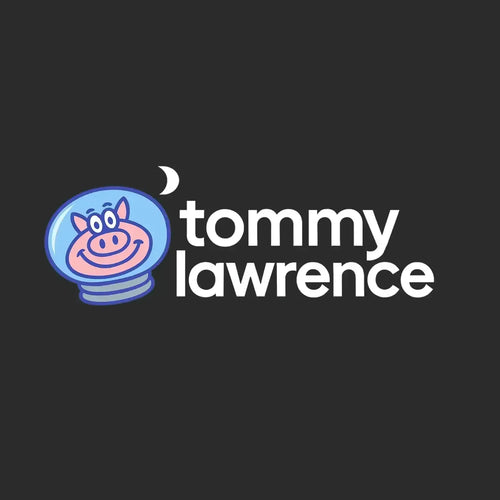 Tommy Lawrenson Logo Men's Hoodie – black close-up detail shot of the Tommy Lawrenson Players Couture logo design