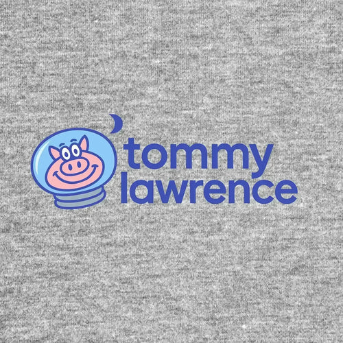 Tommy Lawrenson Logo Men's Hoodie – grey close-up detail shot of the Tommy Lawrenson Players Couture logo design