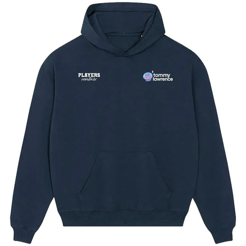 Tommy Lawrenson hoodie – navy men's hoodie featuring the Tommy Lawrenson Players Couture logo