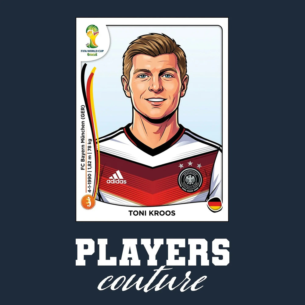 Toni Kroos World Cup Sticker Kids T-Shirt – toni kroos navy Players Couture design