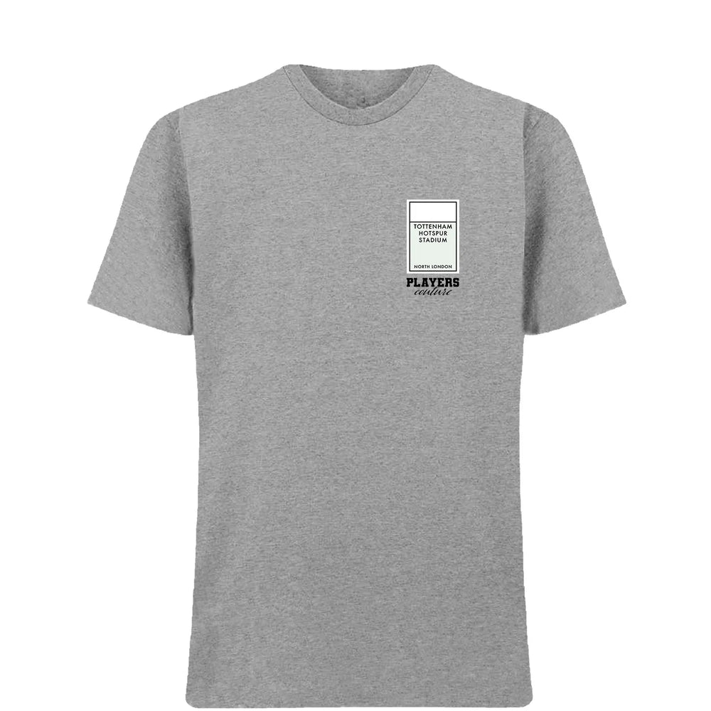 Tottenham Hotspur New Monopoly Card t-shirt – close-up of white Tottenham Hotspur New Monopoly Card lettering and Players