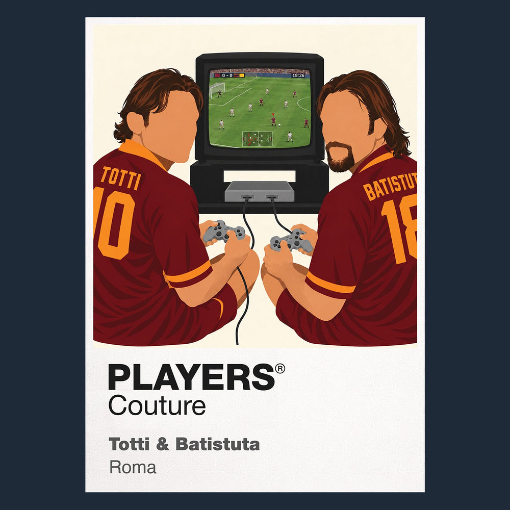 Francesco Totti and Gabriel Batistuta Roma Icon Frame artwork in navy