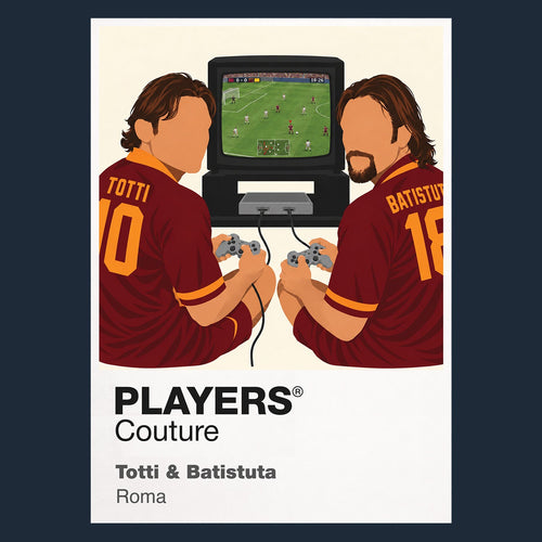 Francesco Totti and Gabriel Batistuta Roma Icon Frame artwork in navy