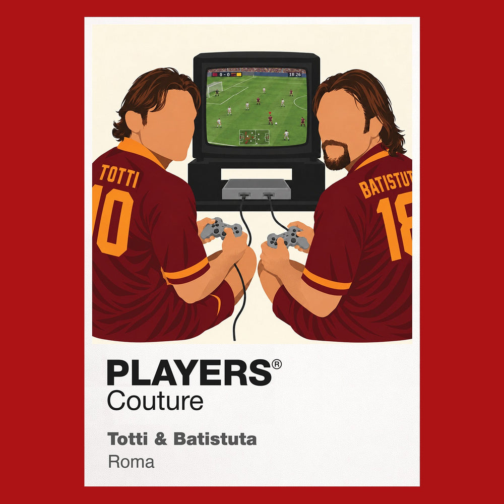 Francesco Totti and Gabriel Batistuta Roma Icon Frame artwork in red