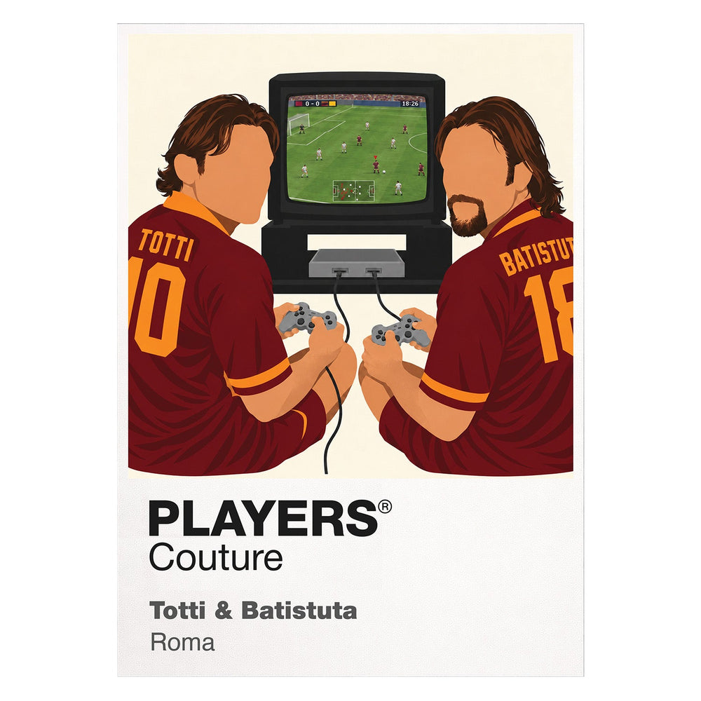 Francesco Totti and Gabriel Batistuta Roma Icon Frame artwork in white