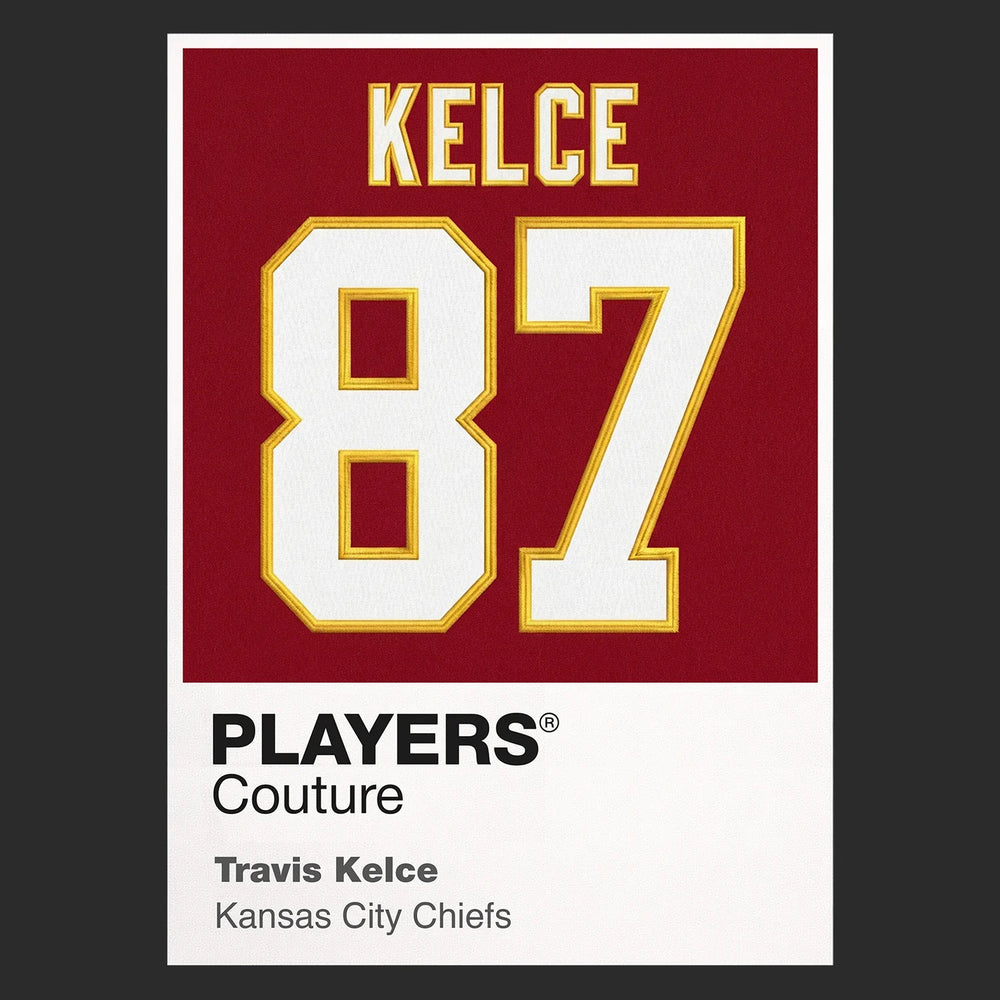 Travis Kelce 87 Jersey Frame Men's T-Shirt – black close-up detail shot of the Travis Kelce 87 Players Couture logo design