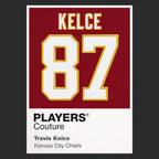Travis Kelce 87 Jersey Frame Men's T-Shirt – black close-up detail shot of the Travis Kelce 87 Players Couture logo design