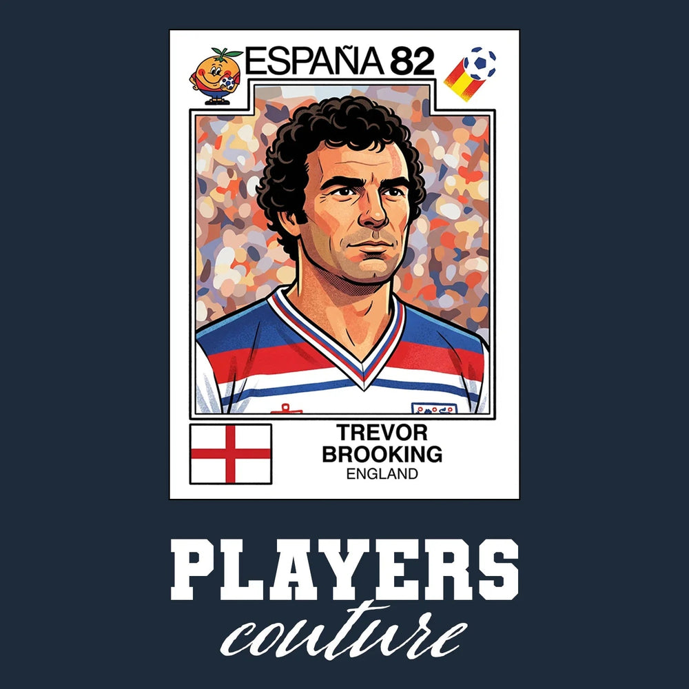 Trevor Brooking World Cup Sticker Kids Hoodie – trevor brooking navy Players Couture design