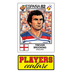 Trevor Brooking World Cup Sticker Men's T-Shirt – close-up detail shot of the Trevor Brooking World Cup Players Couture logo