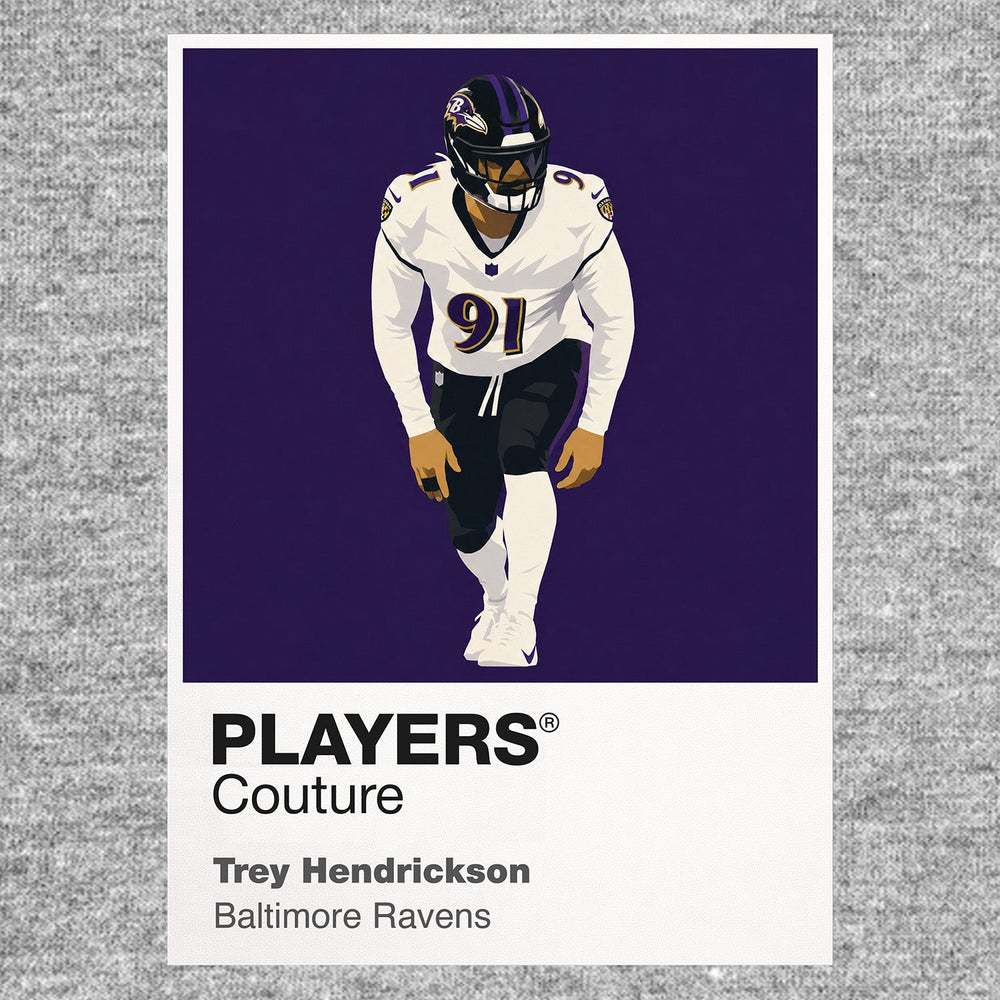 Trey Hendrickson Baltimore Ravens grey Icon Frame artwork detail
