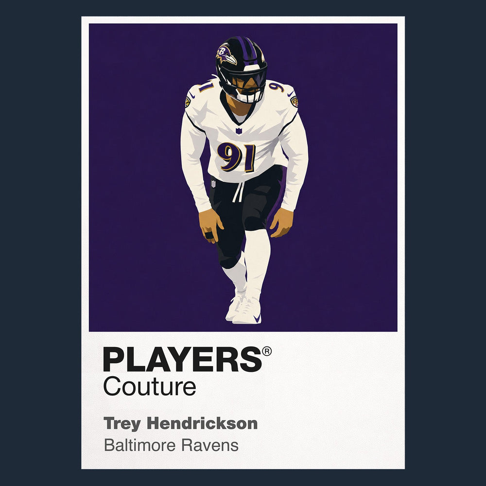 Trey Hendrickson Baltimore Ravens navy Icon Frame artwork detail