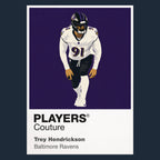 Trey Hendrickson Baltimore Ravens navy Icon Frame artwork detail