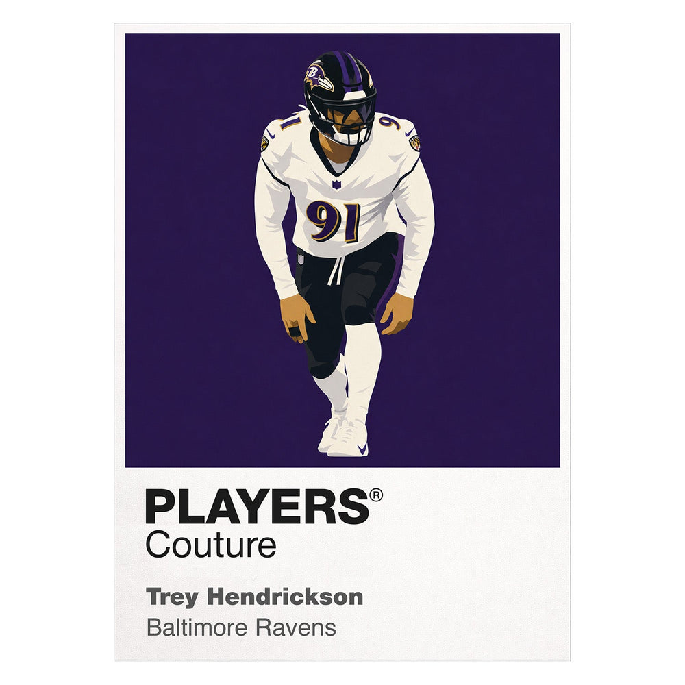 Trey Hendrickson Baltimore Ravens white Icon Frame artwork detail