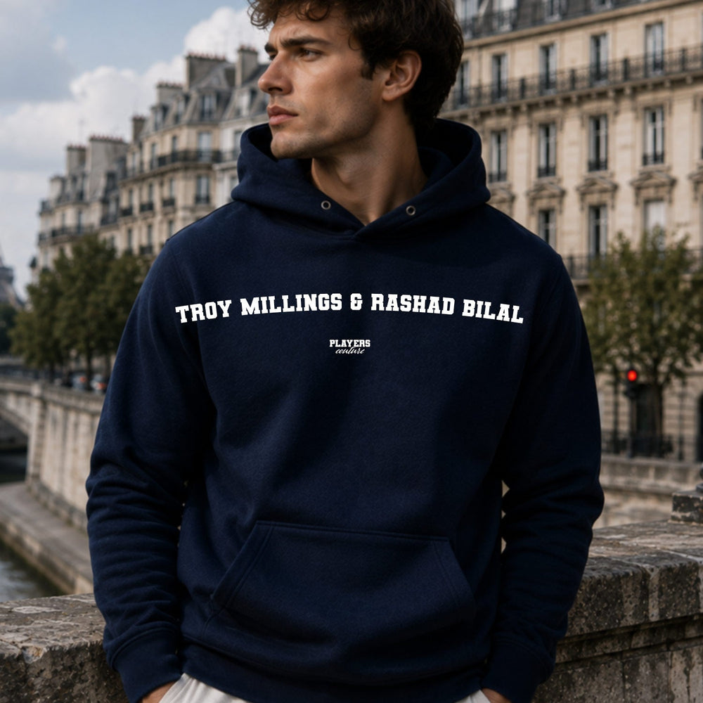 Troy Millings & Rashad Bilal name-print hoodie - navy