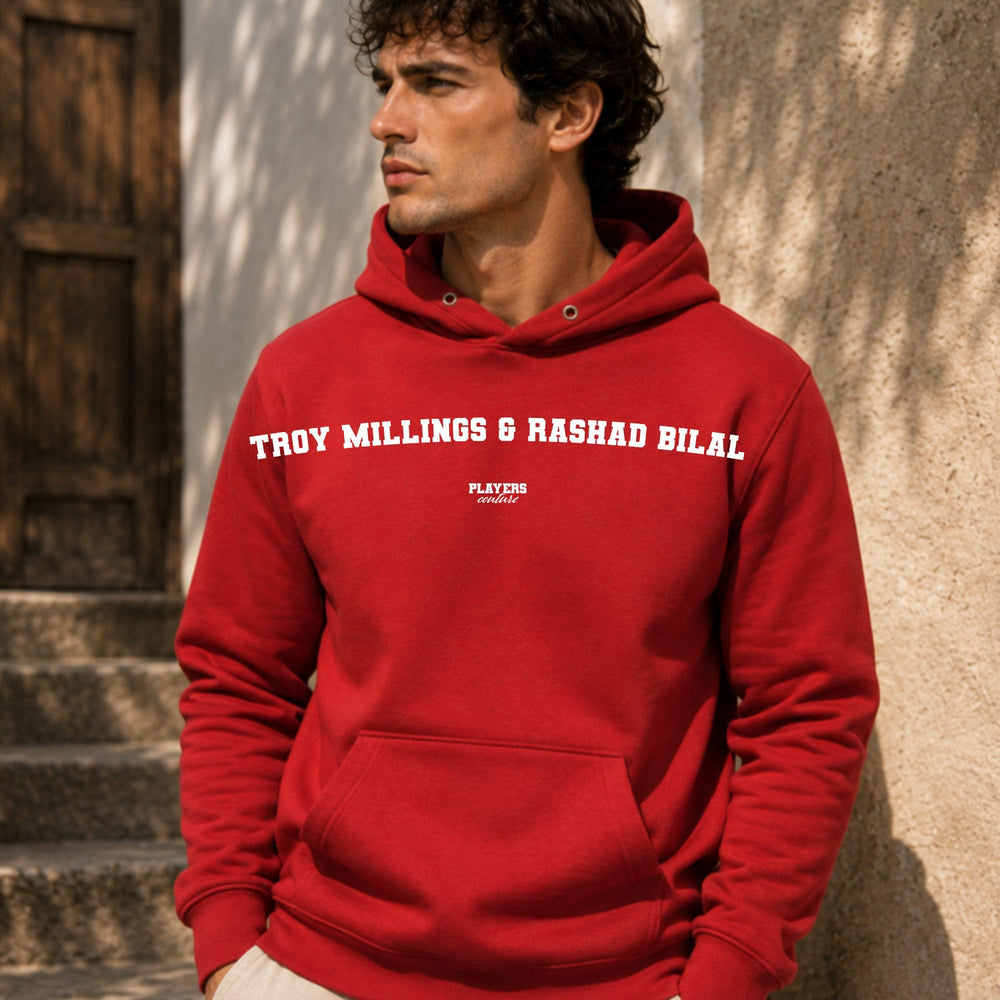 Troy Millings & Rashad Bilal name-print hoodie - red