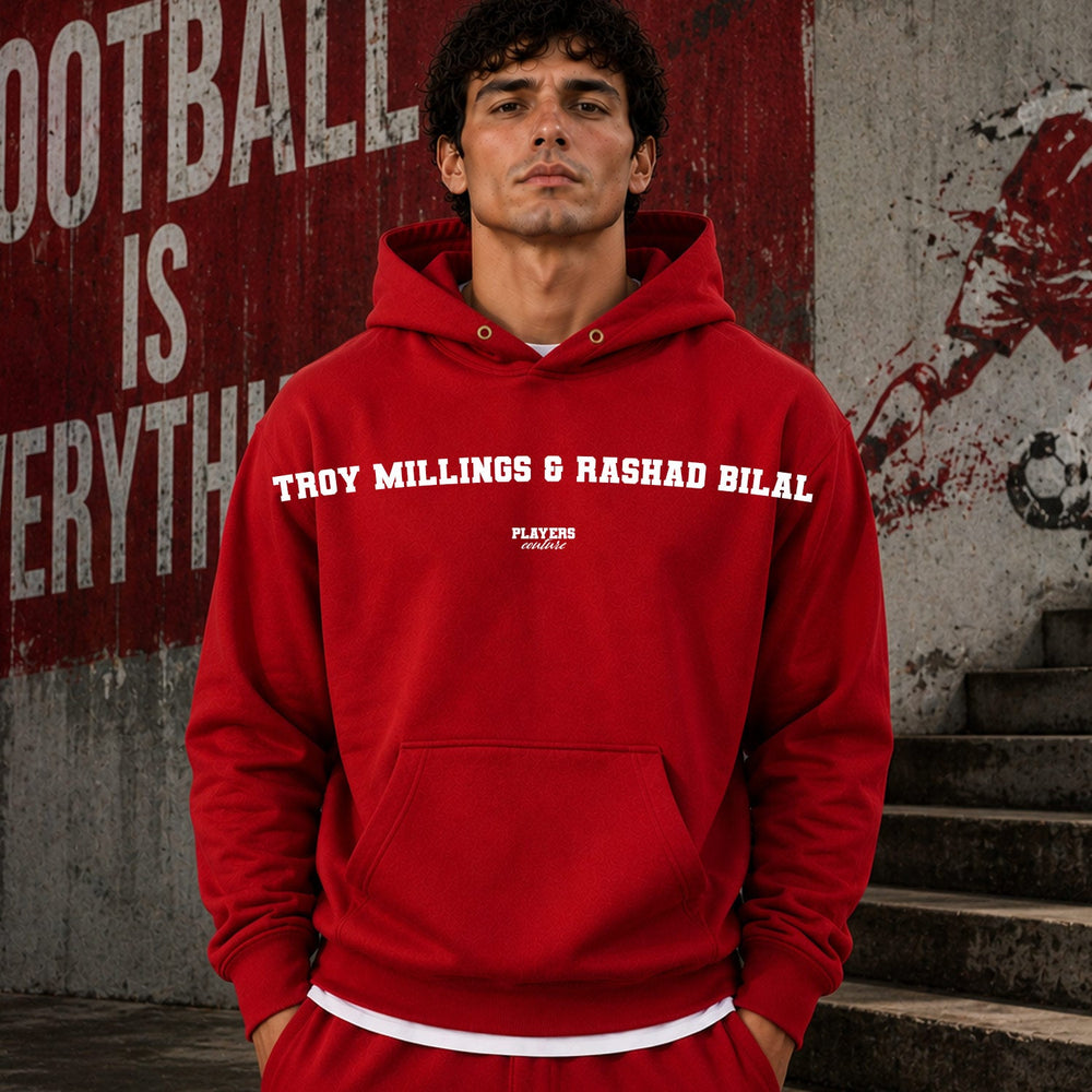 Troy Millings & Rashad Bilal name-print hoodie - red