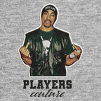 Tupac Shakur 2Pac Badge Men's Hoodie – black close-up detail shot of the Tupac Shakur 2Pac Players Couture logo design
