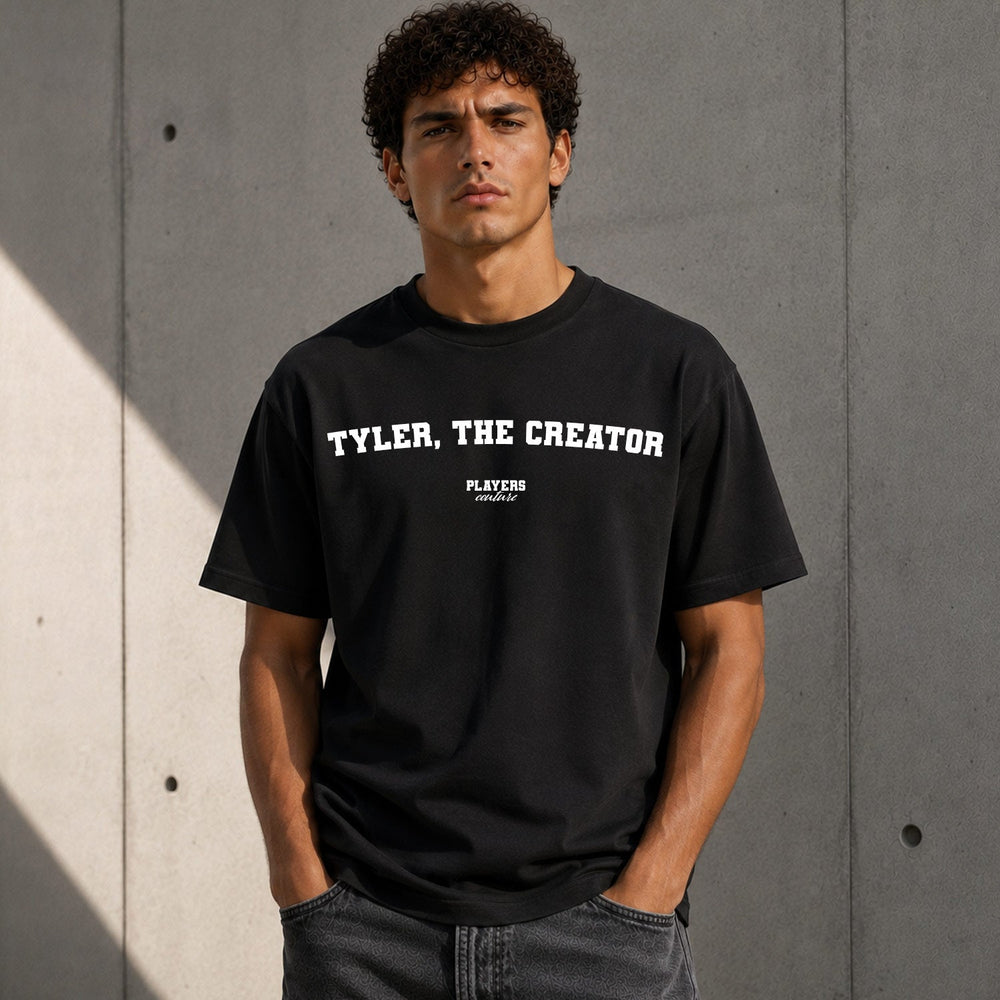 Tyler, The Creator Men's T-Shirt — lifestyle photo, Black t-shirt