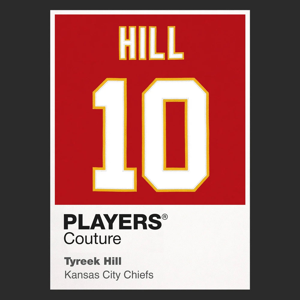 Tyreek Hill 10 Chiefs Jersey Frame Men's T-Shirt – black close-up detail shot of the Tyreek Hill 10 Chiefs Players Couture