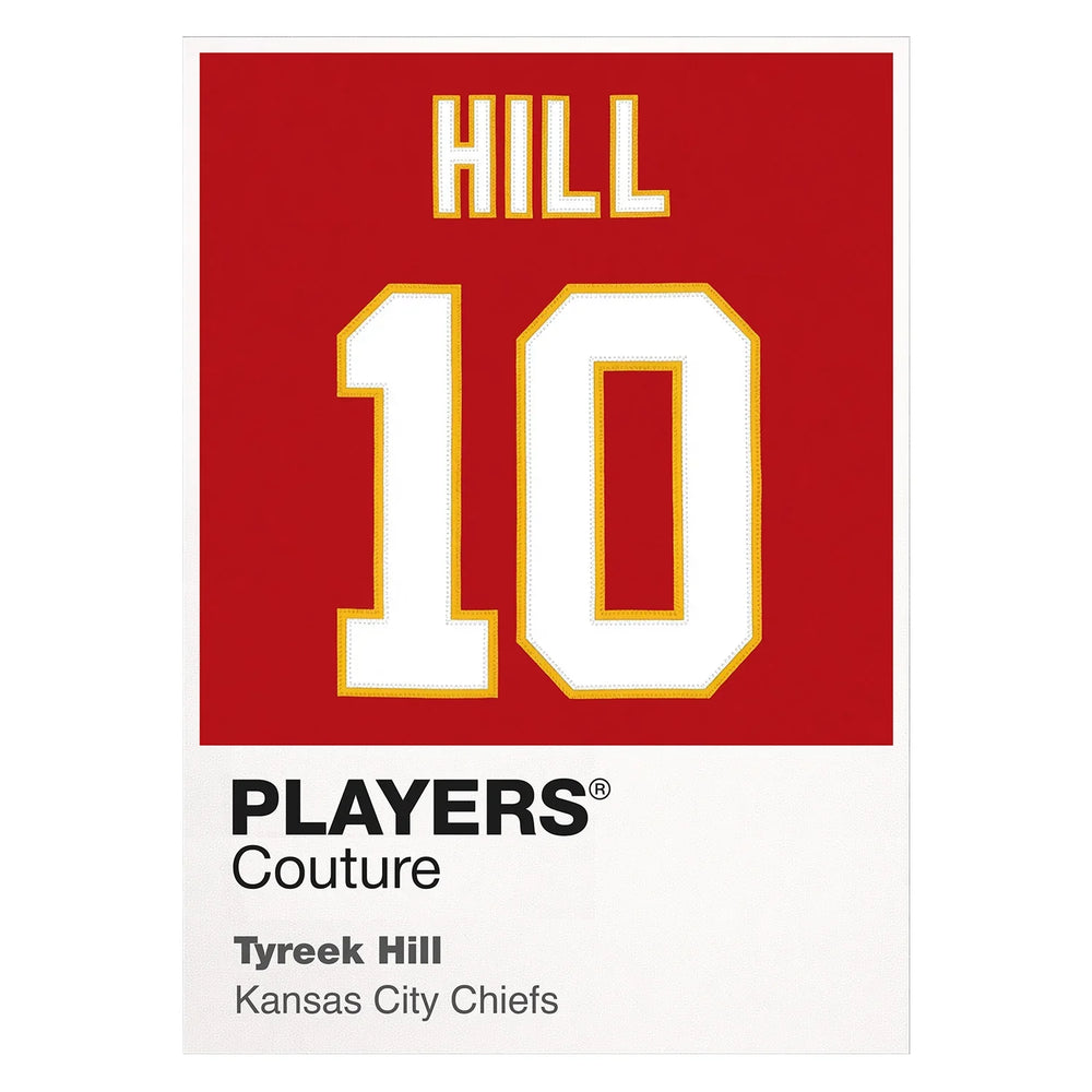 Tyreek Hill 10 Chiefs Jersey Frame Men's T-Shirt – white close-up detail shot of the Tyreek Hill Players Couture logo design