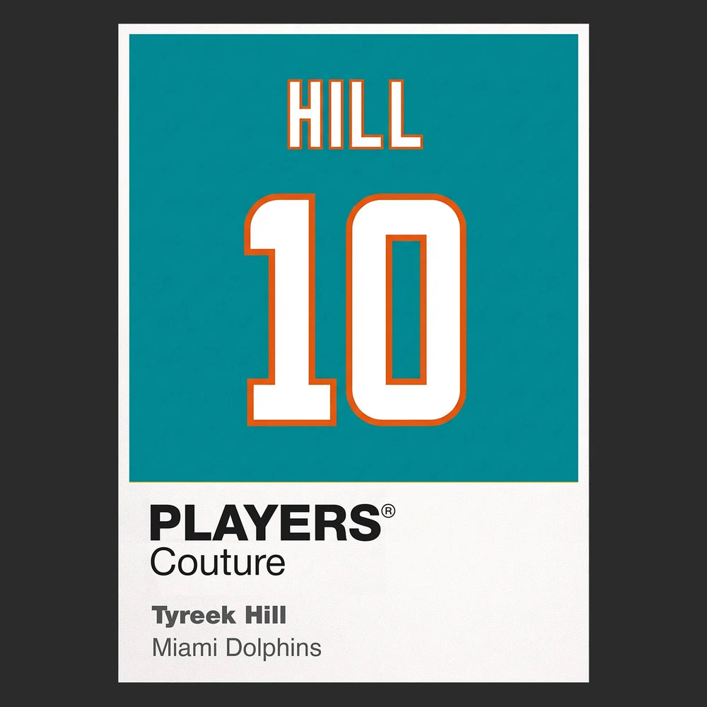 Tyreek Hill 10 Dolphins Jersey Frame Men's T-Shirt – black close-up detail shot of the Tyreek Hill 10 Dolphins Players