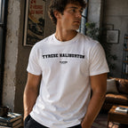 Tyrese Haliburton Men's T-Shirt — lifestyle photo, White t-shirt