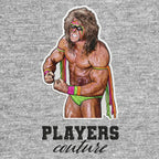 Ultimate Warrior Badge Men's Hoodie – black close-up detail shot of the Ultimate Warrior Players Couture logo design