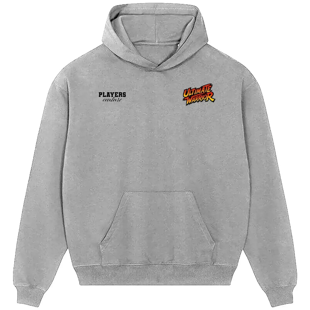 Ultimate Warrior hoodie – grey men's hoodie featuring the Ultimate Warrior Players Couture logo