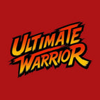 Ultimate Warrior Logo Men's Hoodie – red close-up detail shot of the Ultimate Warrior Players Couture logo design