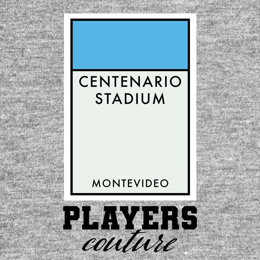 Uruguay Monopoly Card hoodie – grey men's hoodie with black Uruguay Monopoly Card letters and Players Couture logo on the
