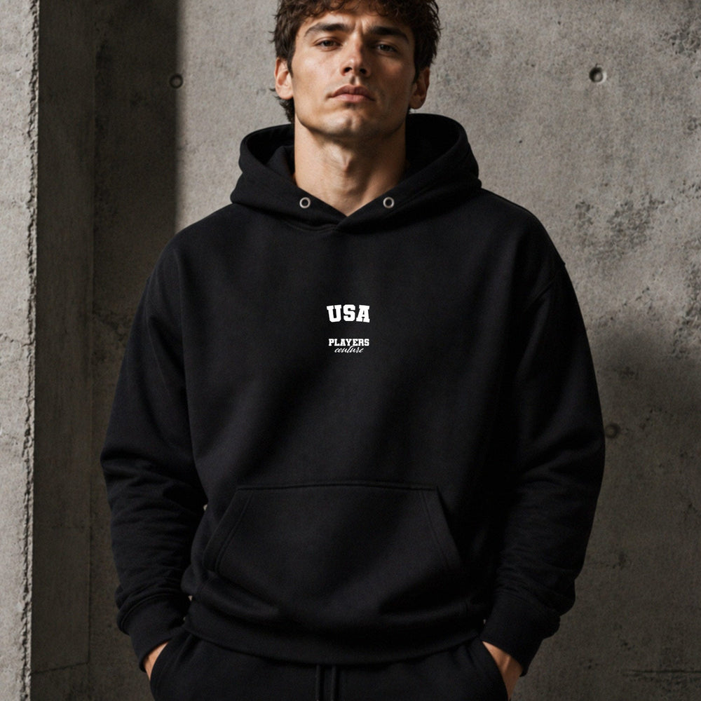 USA name-print hoodie - black