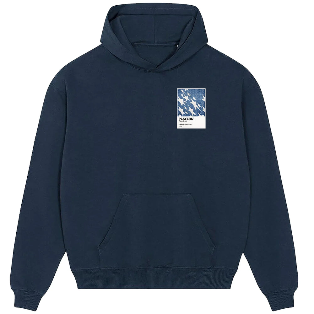 USA 94 Denim Football hoodie – navy men's hoodie featuring the USA 94 Denim Football Players Couture logo