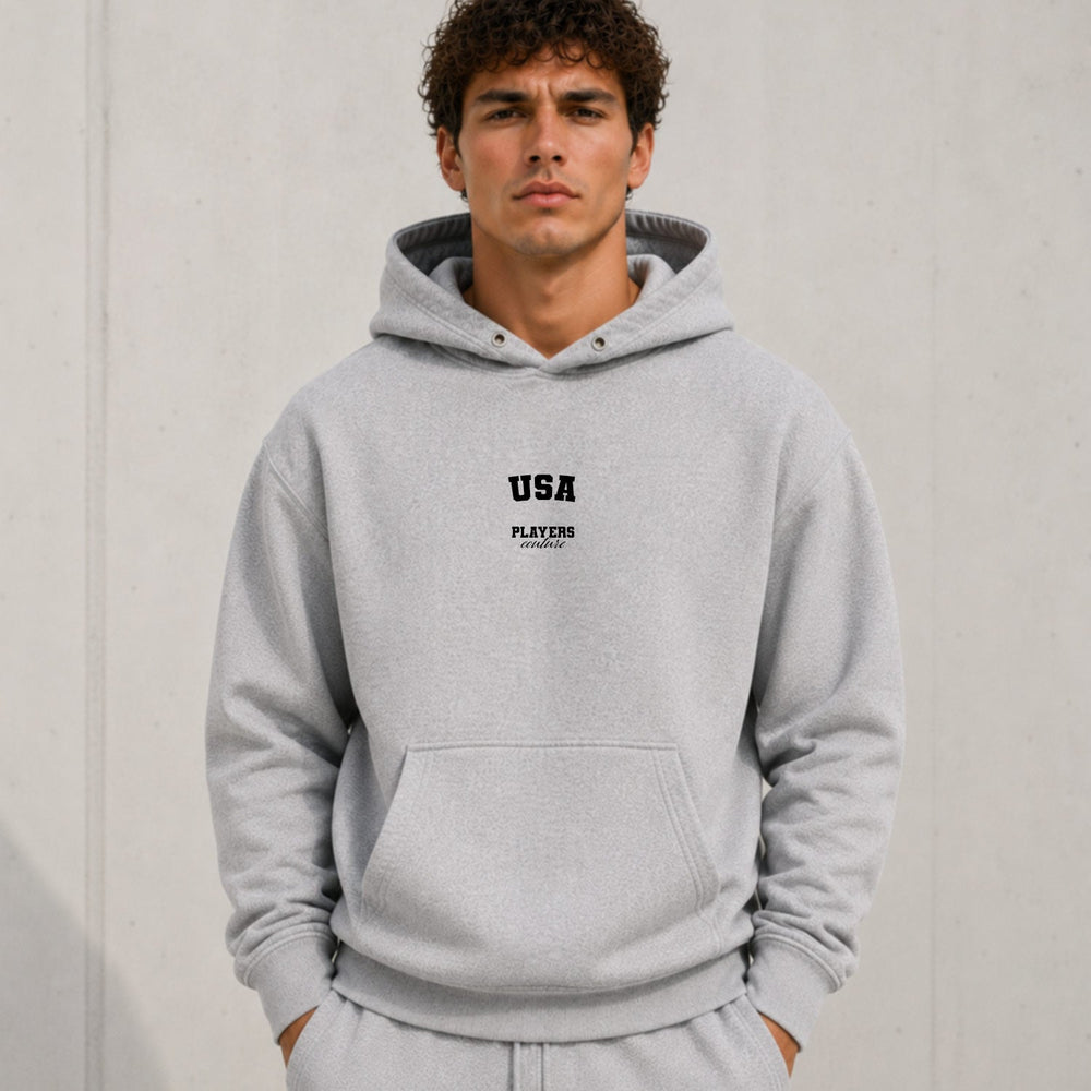 USA name-print hoodie - grey