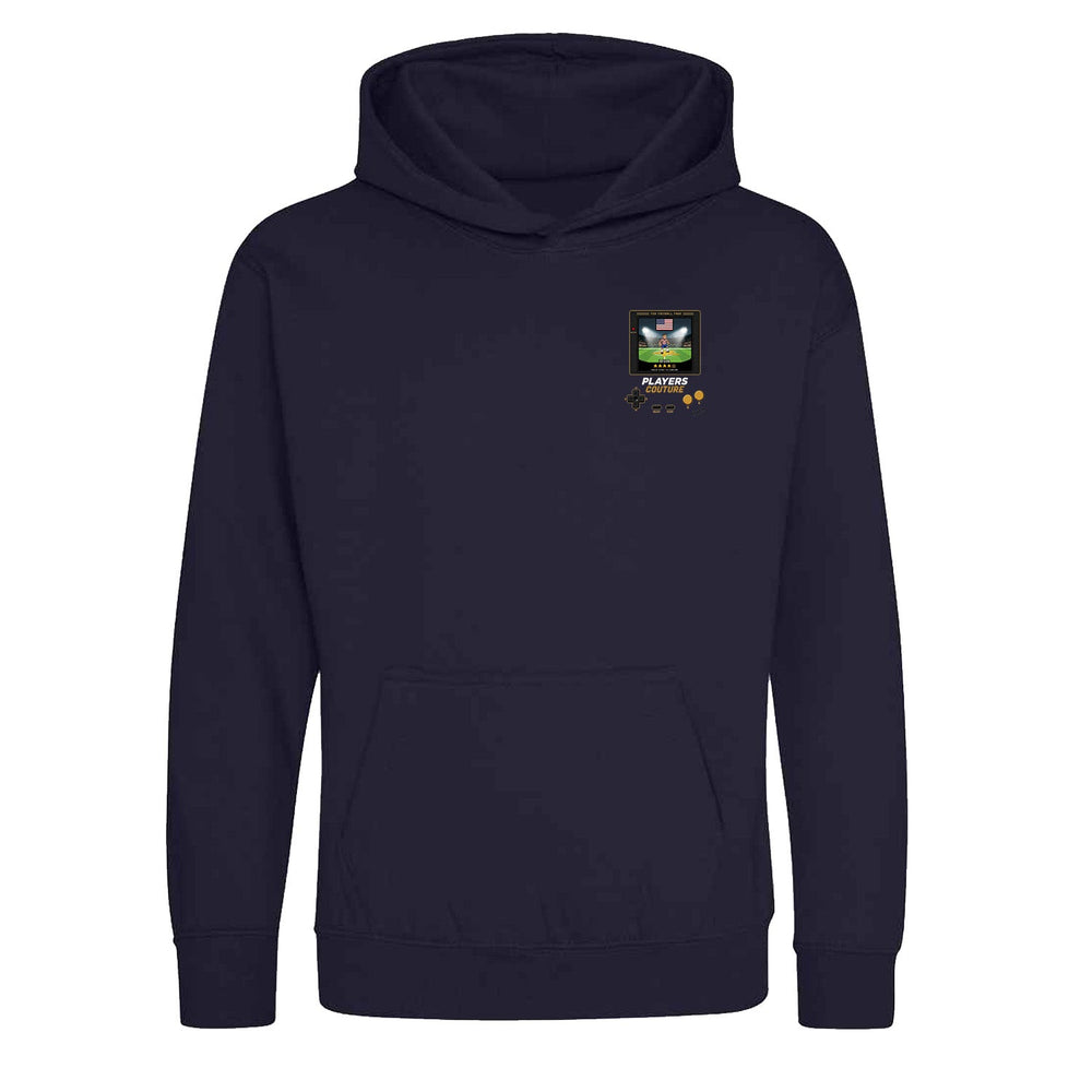 USA World Cup 8-Bit Kids Hoodie retro gaming football design by Players Couture