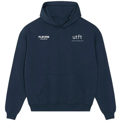 Up The Toffees UTFT hoodie – navy men's hoodie featuring the Up The Toffees UTFT Players Couture logo