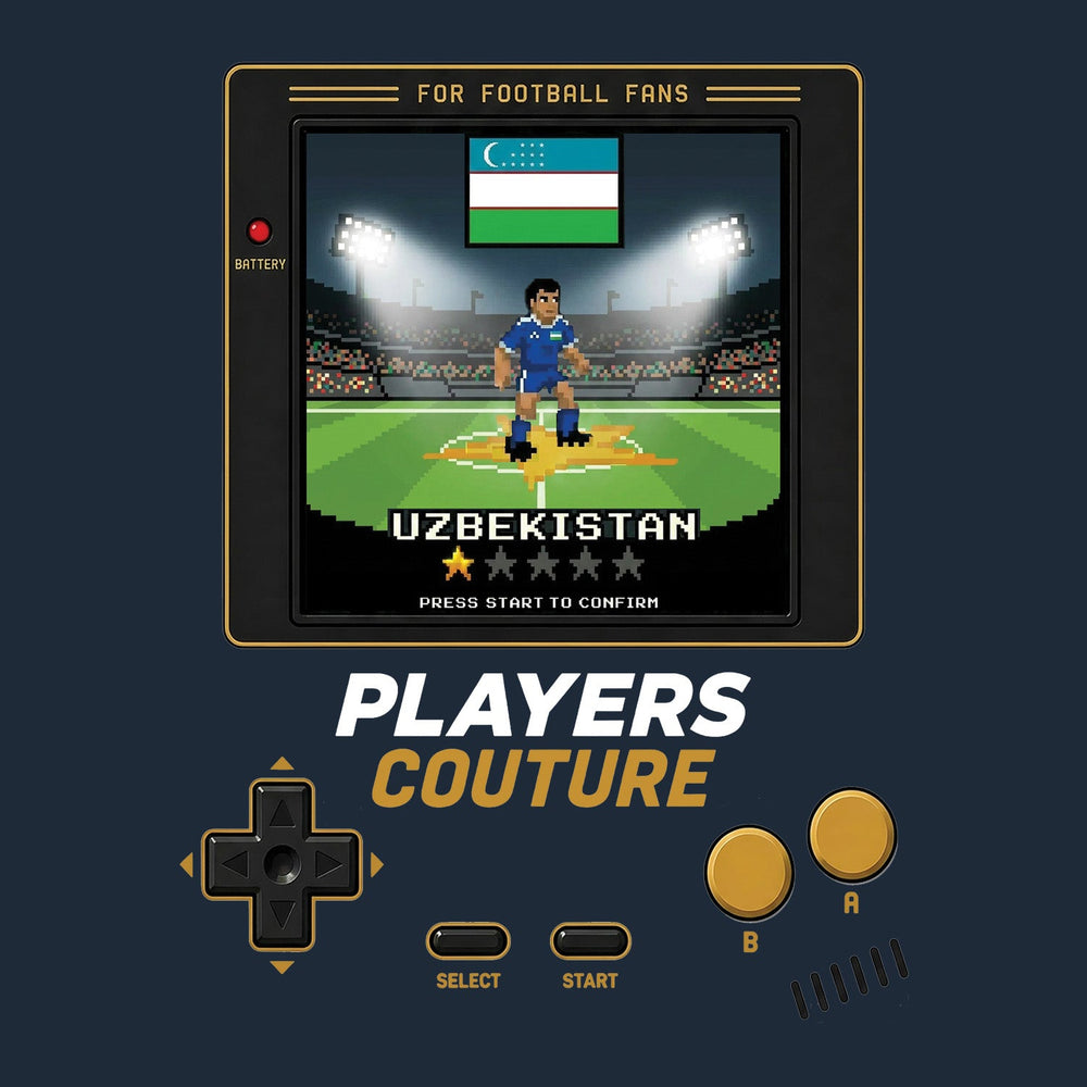 Uzbekistan World Cup 8-Bit Kids T-Shirt retro gaming football design by Players Couture