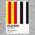 Valencia Classic Football Shirt Colours Frame Men's T-Shirt – grey close-up detail shot of the Valencia Players Couture logo
