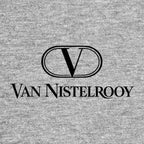 Ruud Van Nistelrooy V Logo Men's T-Shirt – grey close-up detail shot of the Ruud Van Nistelrooy V Players Couture logo design