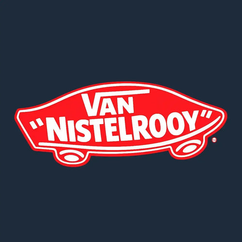 Ruud Van Nistelrooy Skateboard Logo Men's T-Shirt – navy close-up detail shot of the Ruud Van Nistelrooy Skateboard Players