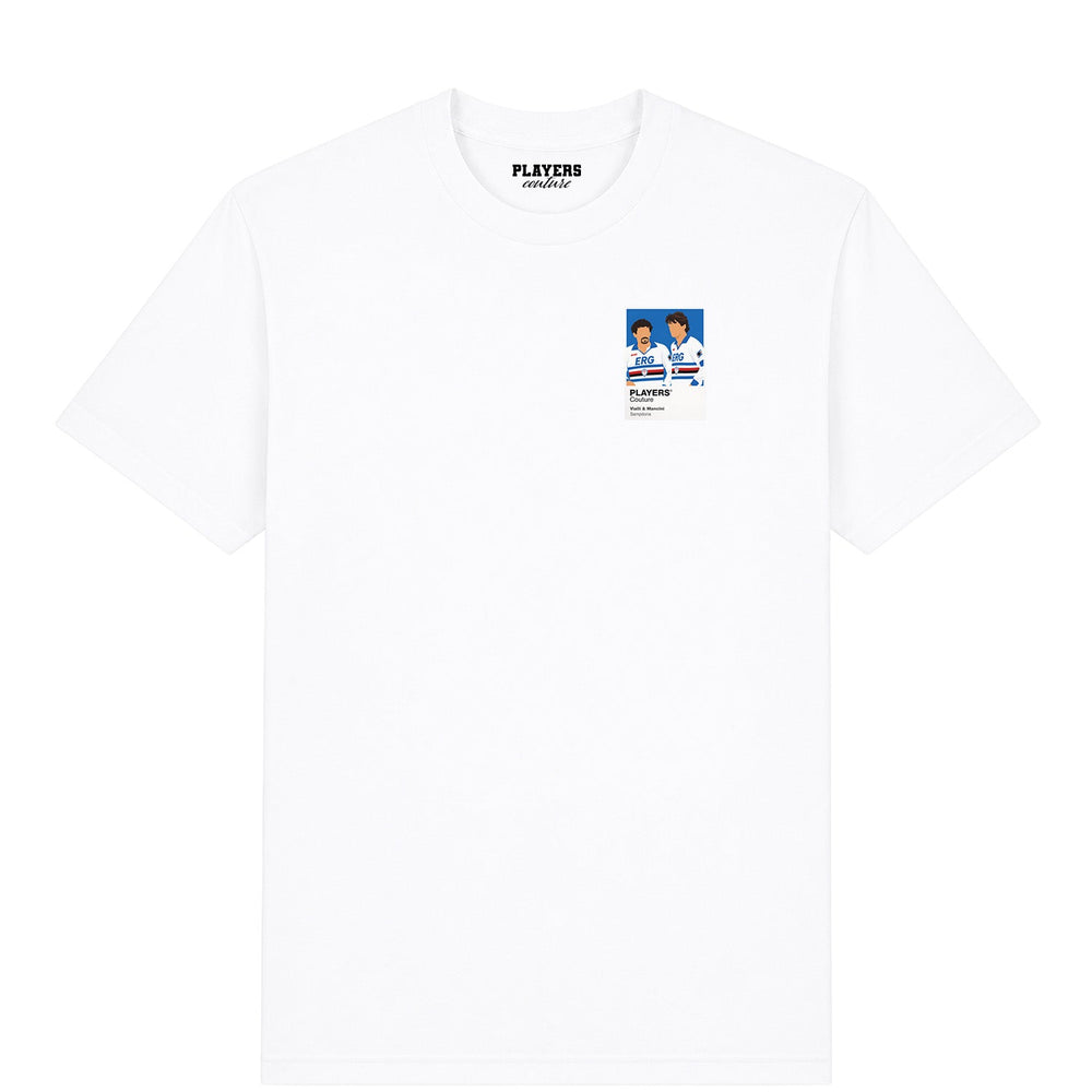 Gianluca Vialli and Roberto Mancini Sampdoria men's T-shirt in white
