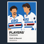 Gianluca Vialli and Roberto Mancini Sampdoria Goal Twins Icon Frame artwork in navy