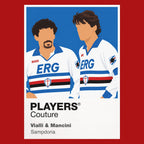 Gianluca Vialli and Roberto Mancini Sampdoria Goal Twins Icon Frame artwork in red