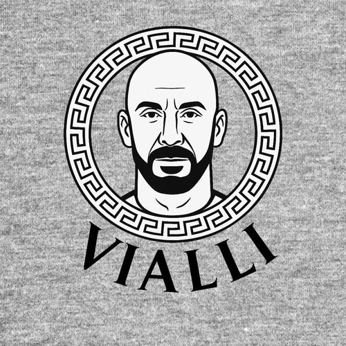 Gianluca Vialli Logo Men's T-Shirt – grey close-up detail shot of the Gianluca Vialli Players Couture logo design