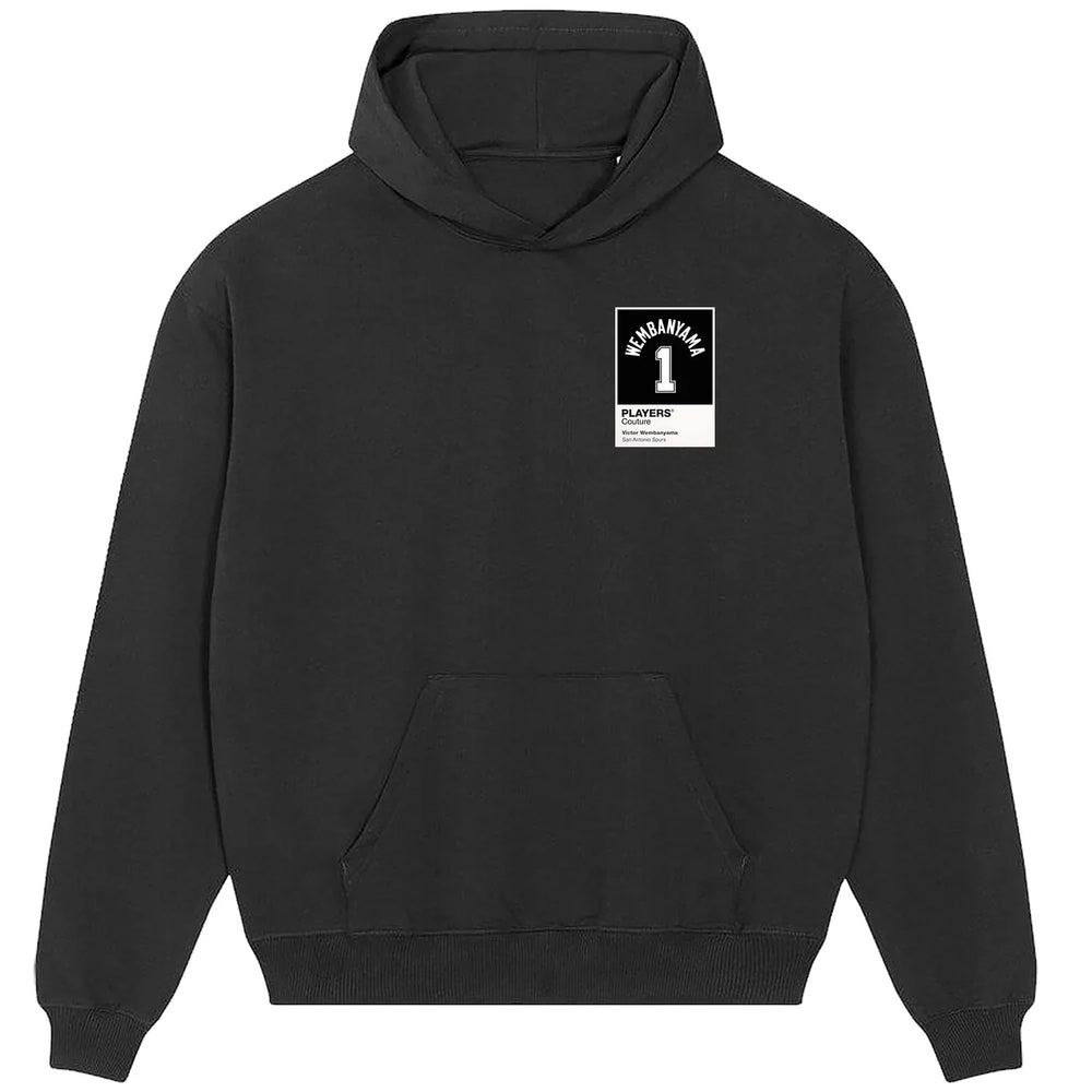 Victor Wembanyama 1 hoodie – black men's hoodie featuring the Victor Wembanyama 1 Players Couture logo