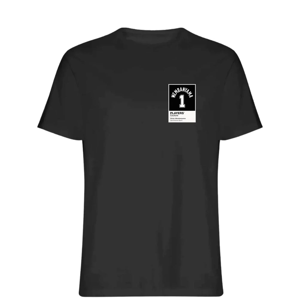 Victor Wembanyama 1 t-shirt – black men's t-shirt featuring the Victor Wembanyama 1 Players Couture logo
