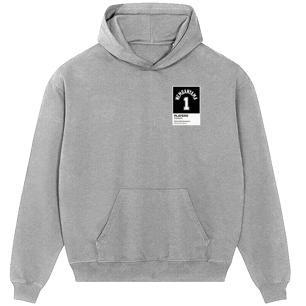 Victor Wembanyama 1 hoodie – grey men's hoodie featuring the Victor Wembanyama 1 Players Couture logo